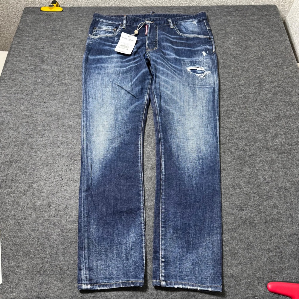 Dsquared2 Skater Jean Mens IT 52 (35x28.5) Blue Distressed Slim Denim Made Italy